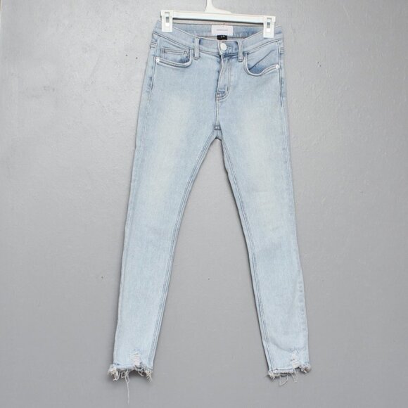 Current Elliott light wash distressed raw hem skinny jeans - Picture 1 of 3